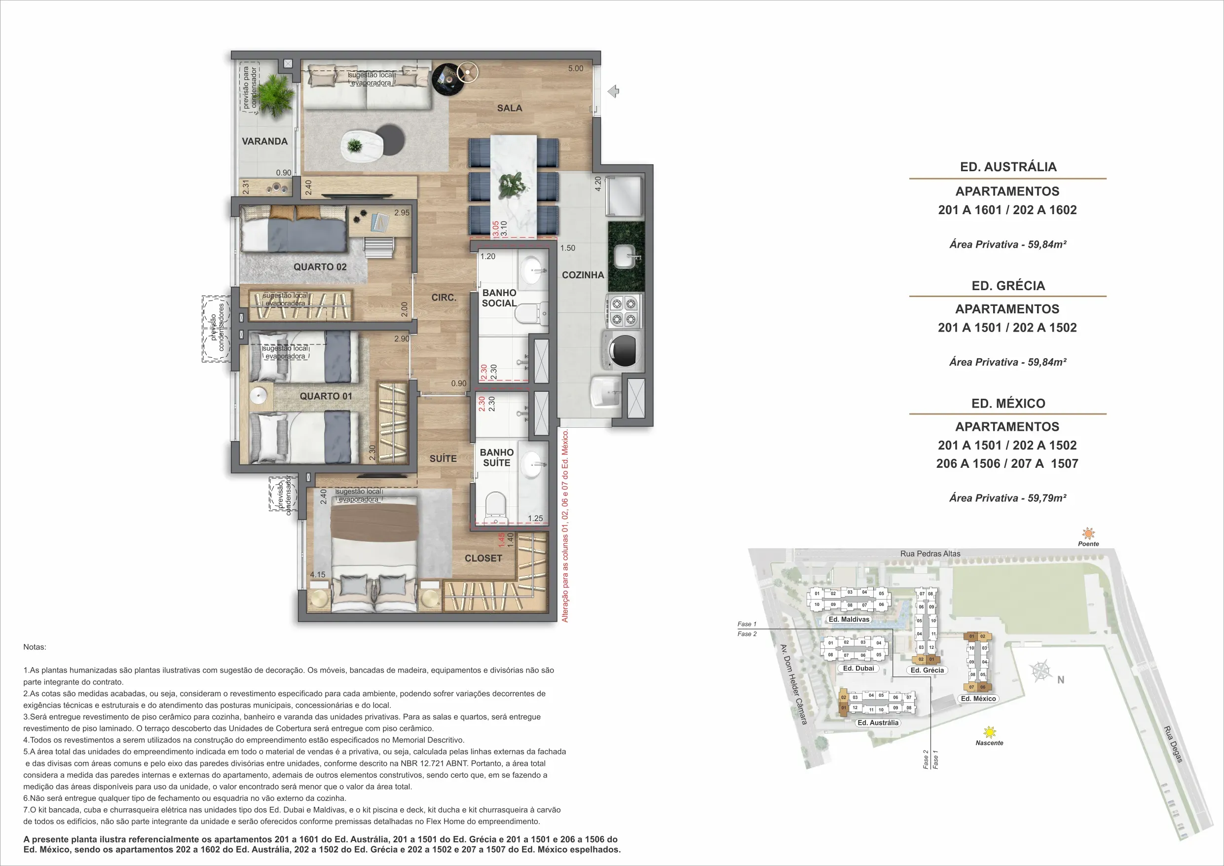 Planta do apartamento 01, modelo F, do Bloco 1 — Only by Living, Cachambi, Rio de Janeiro