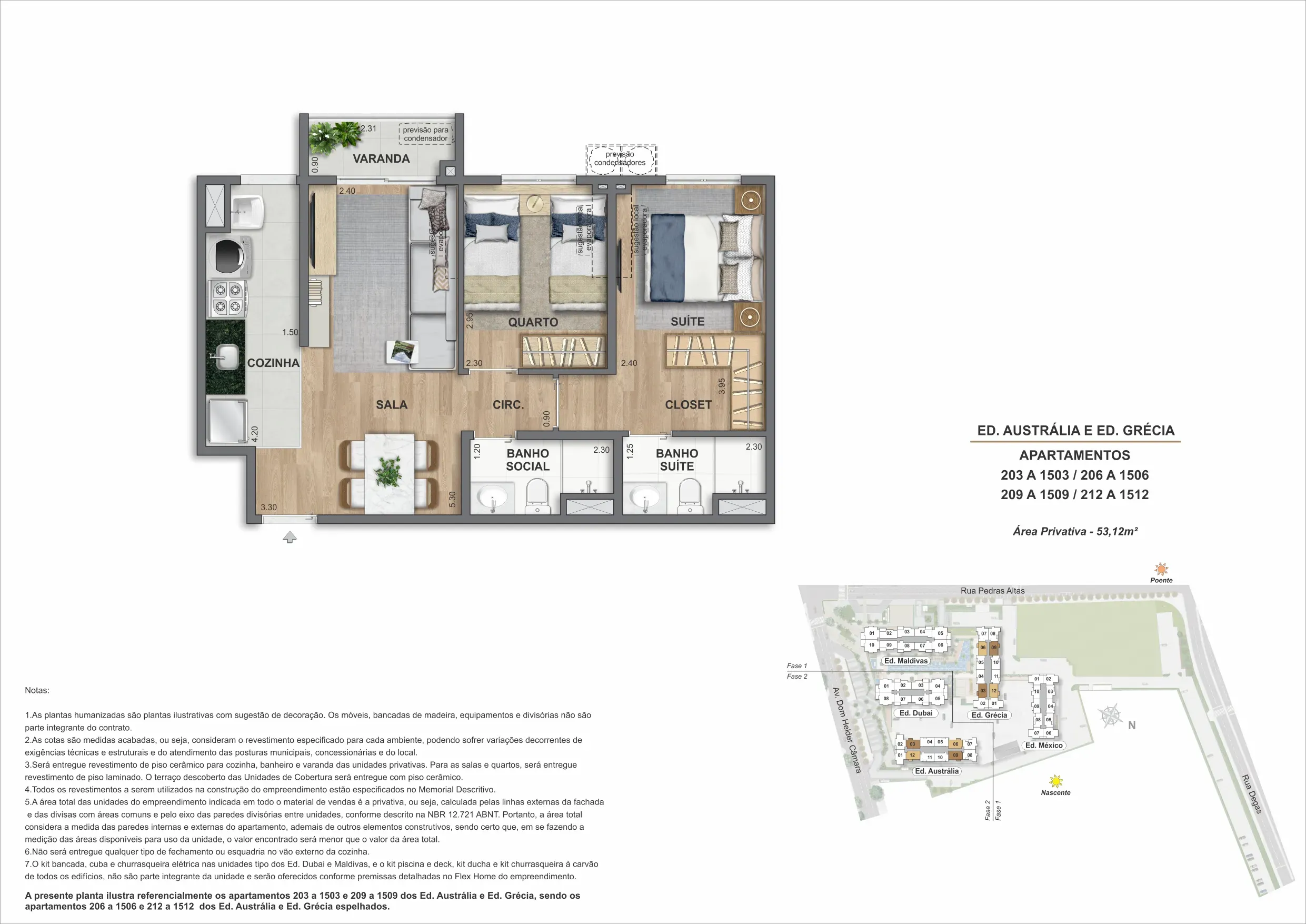 Planta do apartamento 03, modelo GJ, do Bloco 1 — Only by Living, Cachambi, Rio de Janeiro