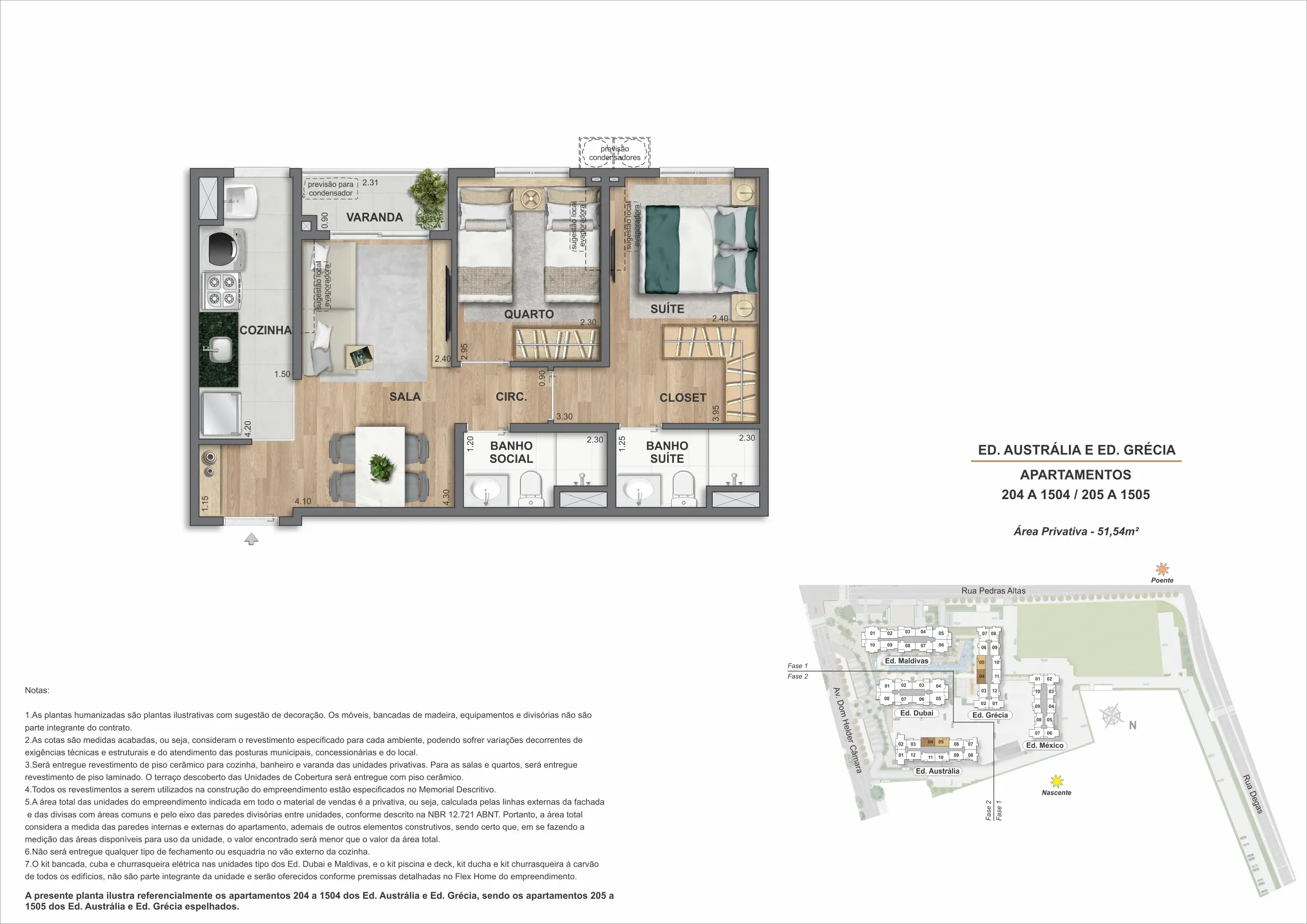 Planta do apartamento 04, modelo H, do Bloco 1 — Only by Living, Cachambi, Rio de Janeiro