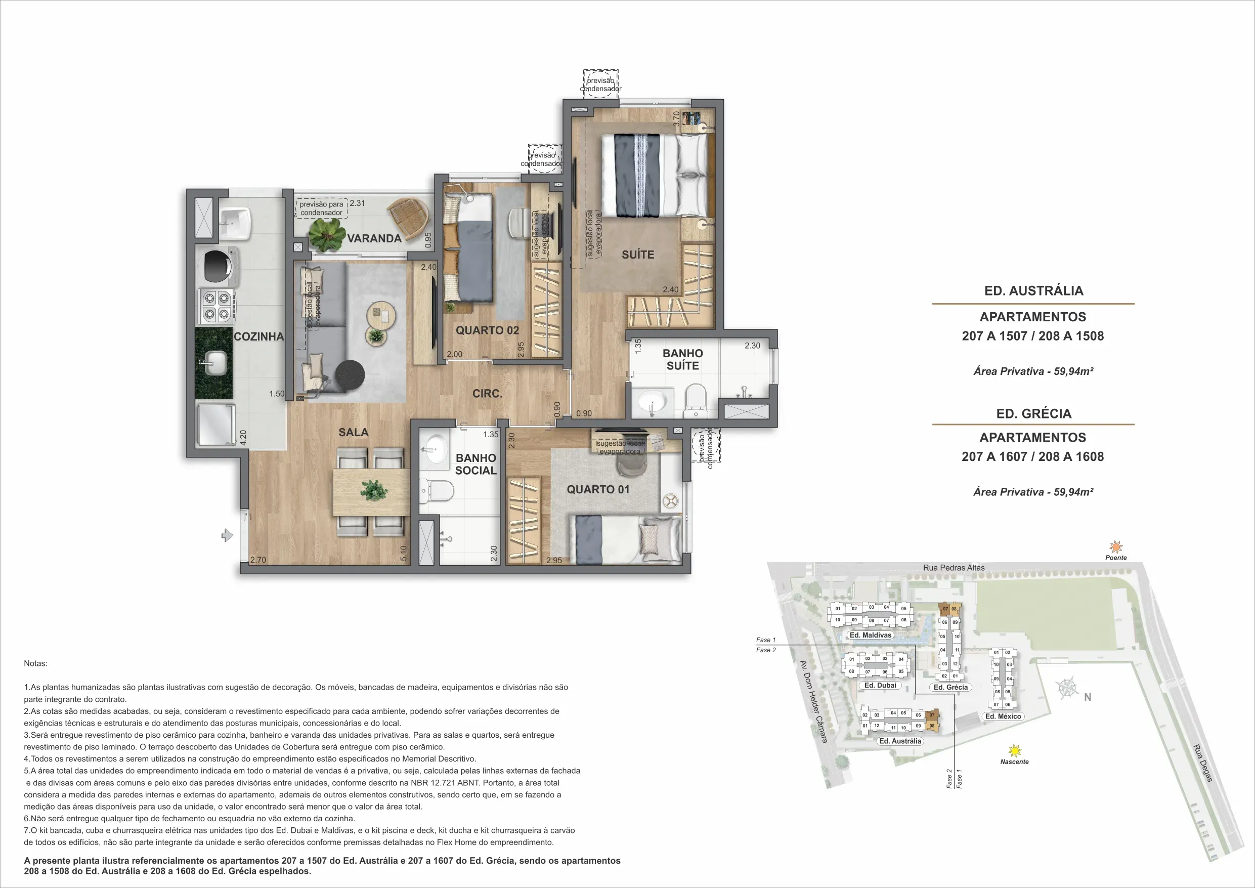 Planta do apartamento 07, modelo K, do Bloco 1 — Only by Living, Cachambi, Rio de Janeiro