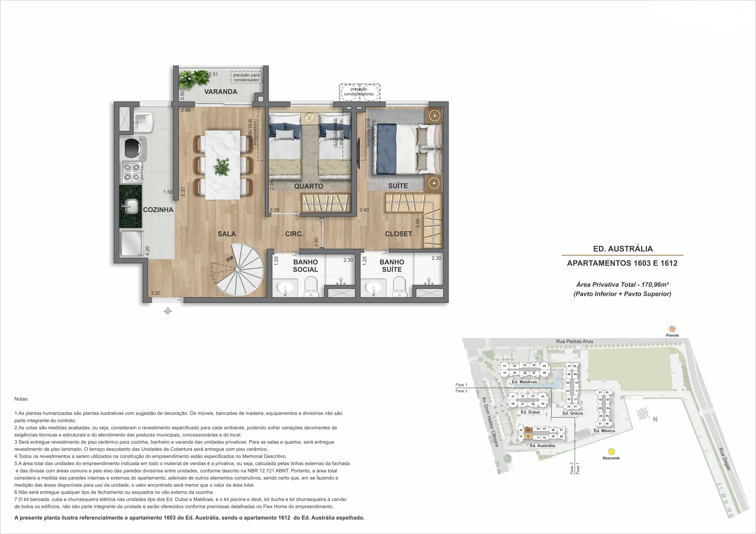 Planta da cobertura 03A, modelo G, do Bloco 1 — Only by Living, Cachambi, Rio de Janeiro