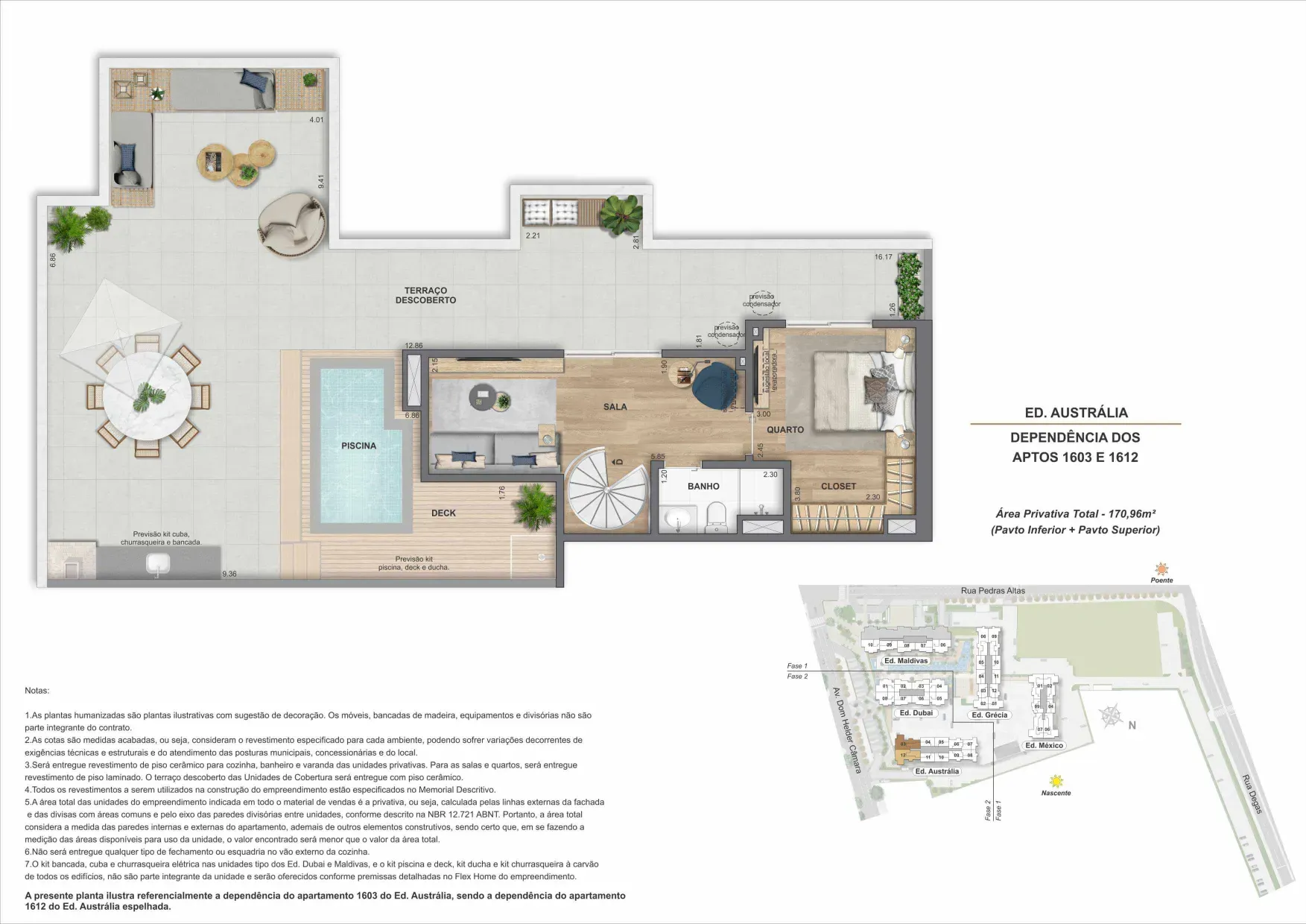 Planta da cobertura 03B, do Bloco 1 — Only by Living, Cachambi, Rio de Janeiro