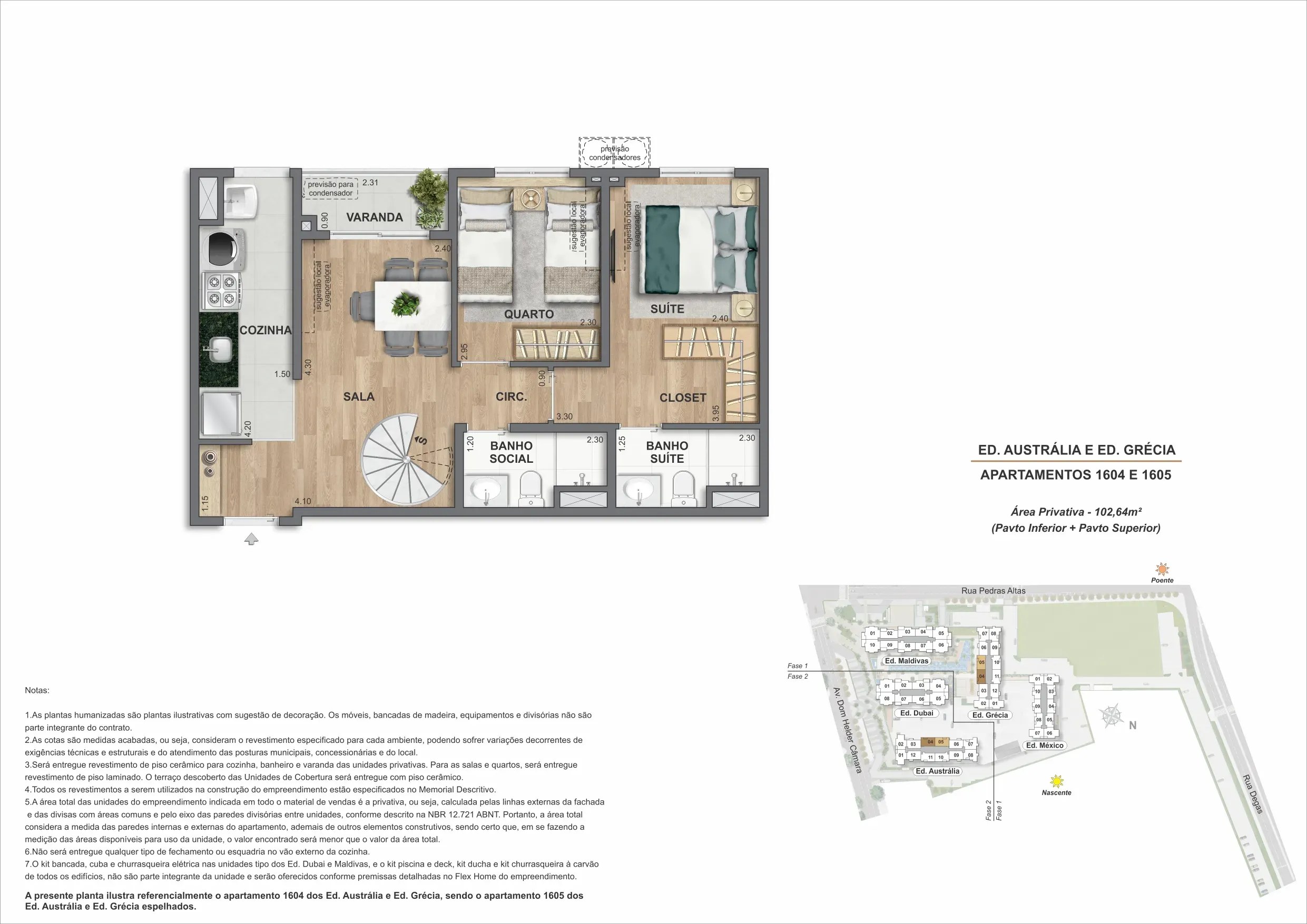 Planta da cobertura 04A, modelo H, do Bloco 1 — Only by Living, Cachambi, Rio de Janeiro
