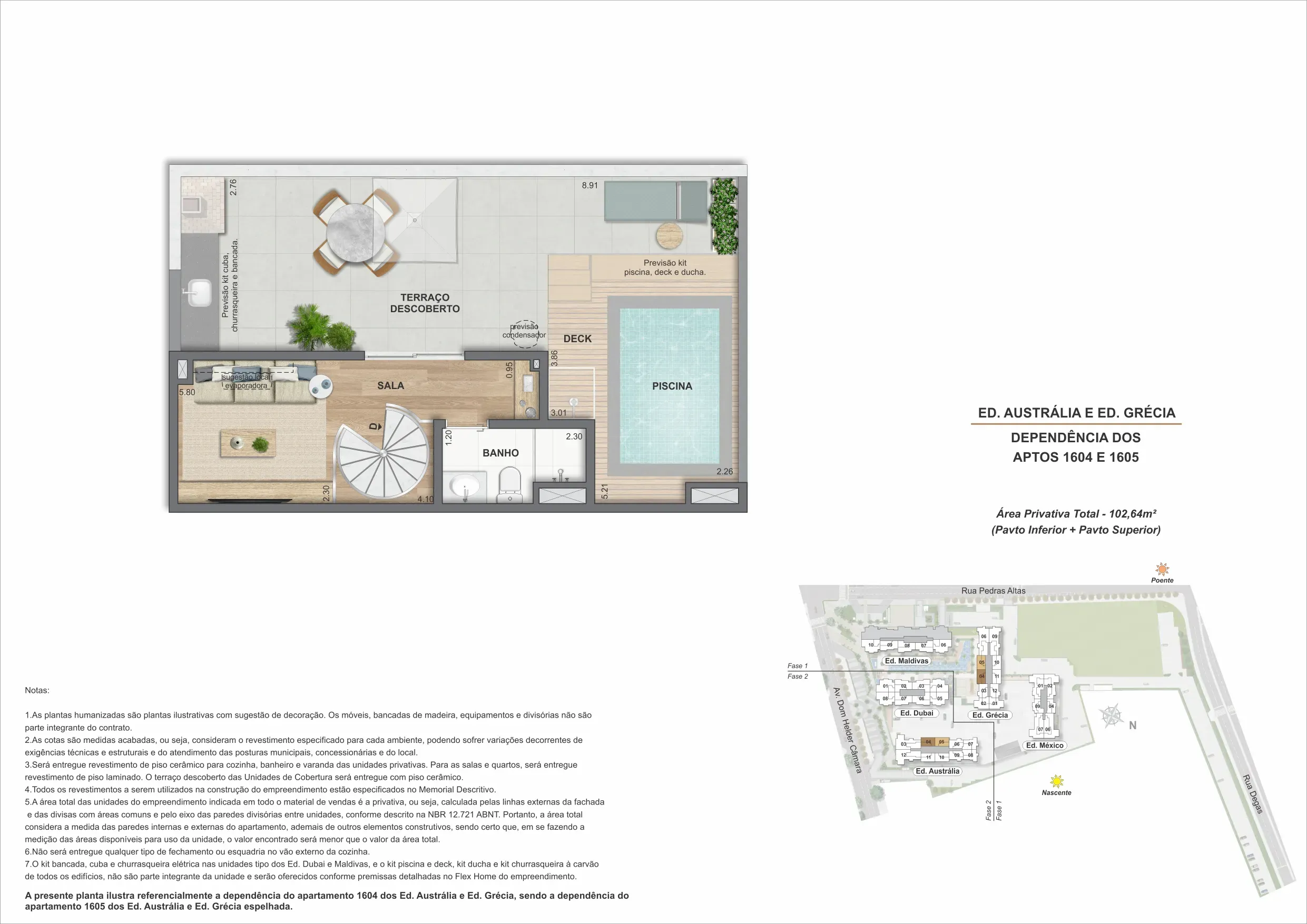 Planta da cobertura 04B, modelo H, do Bloco 1 — Only by Living, Cachambi, Rio de Janeiro