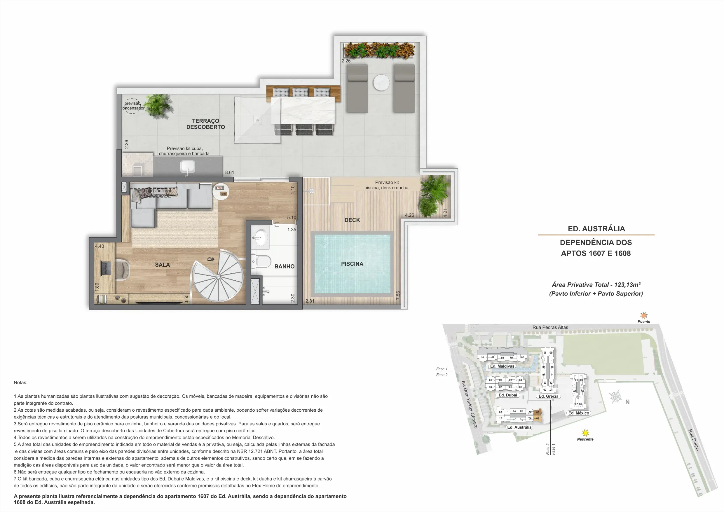 Planta da cobertura 07B, modelo K, do Bloco 1 — Only by Living, Cachambi, Rio de Janeiro