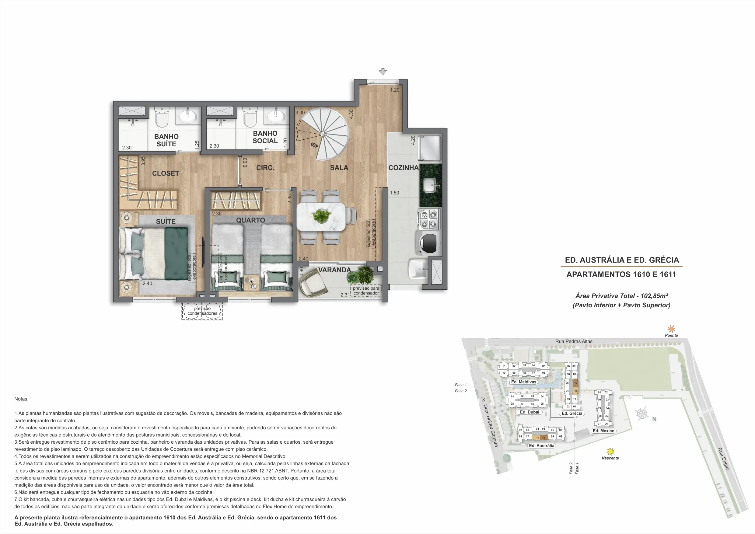 Planta da cobertura 10A, modelo I, do Bloco 1 — Only by Living, Cachambi, Rio de Janeiro