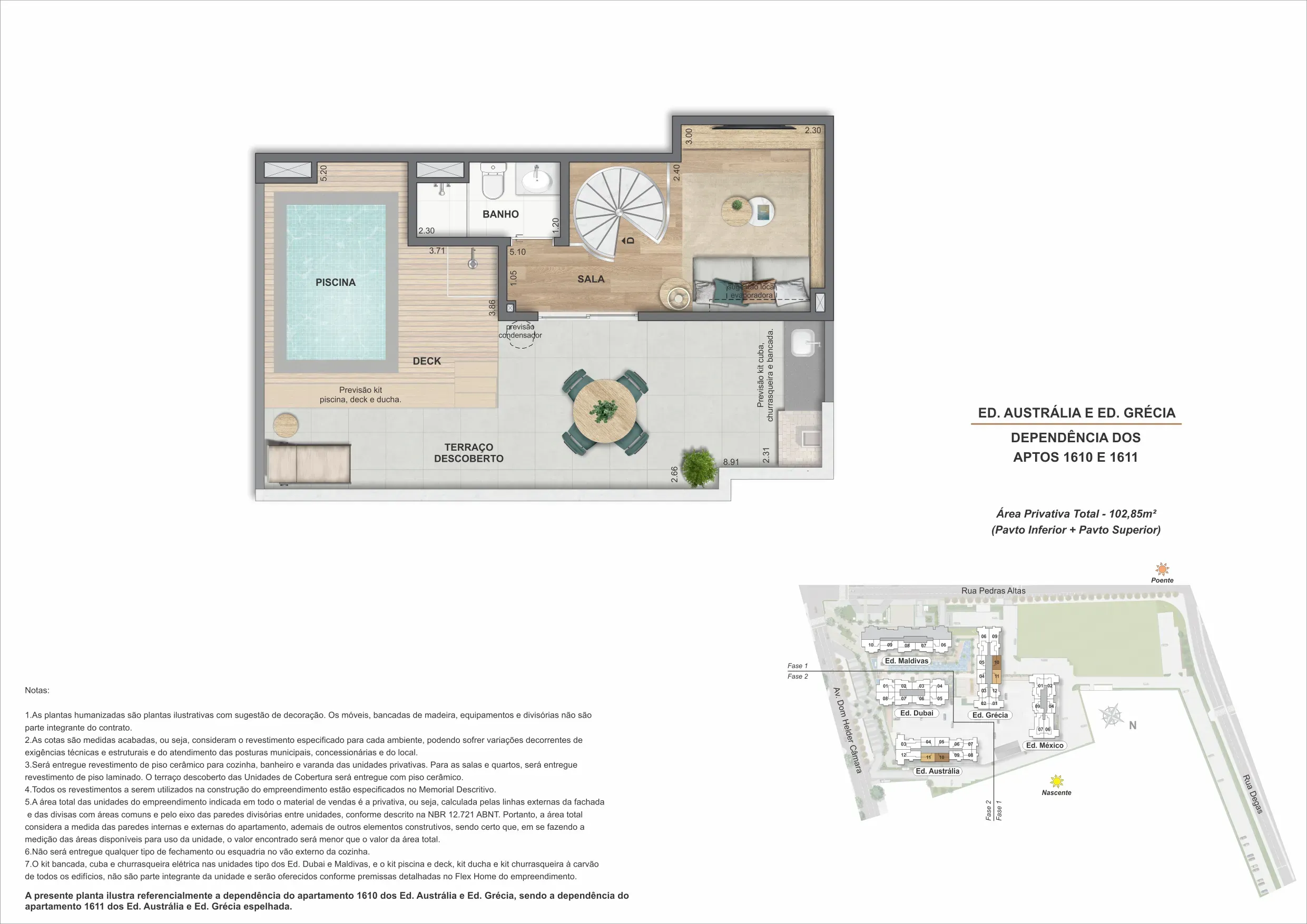 Planta da cobertura 10B, modelo I, do Bloco 1 — Only by Living, Cachambi, Rio de Janeiro