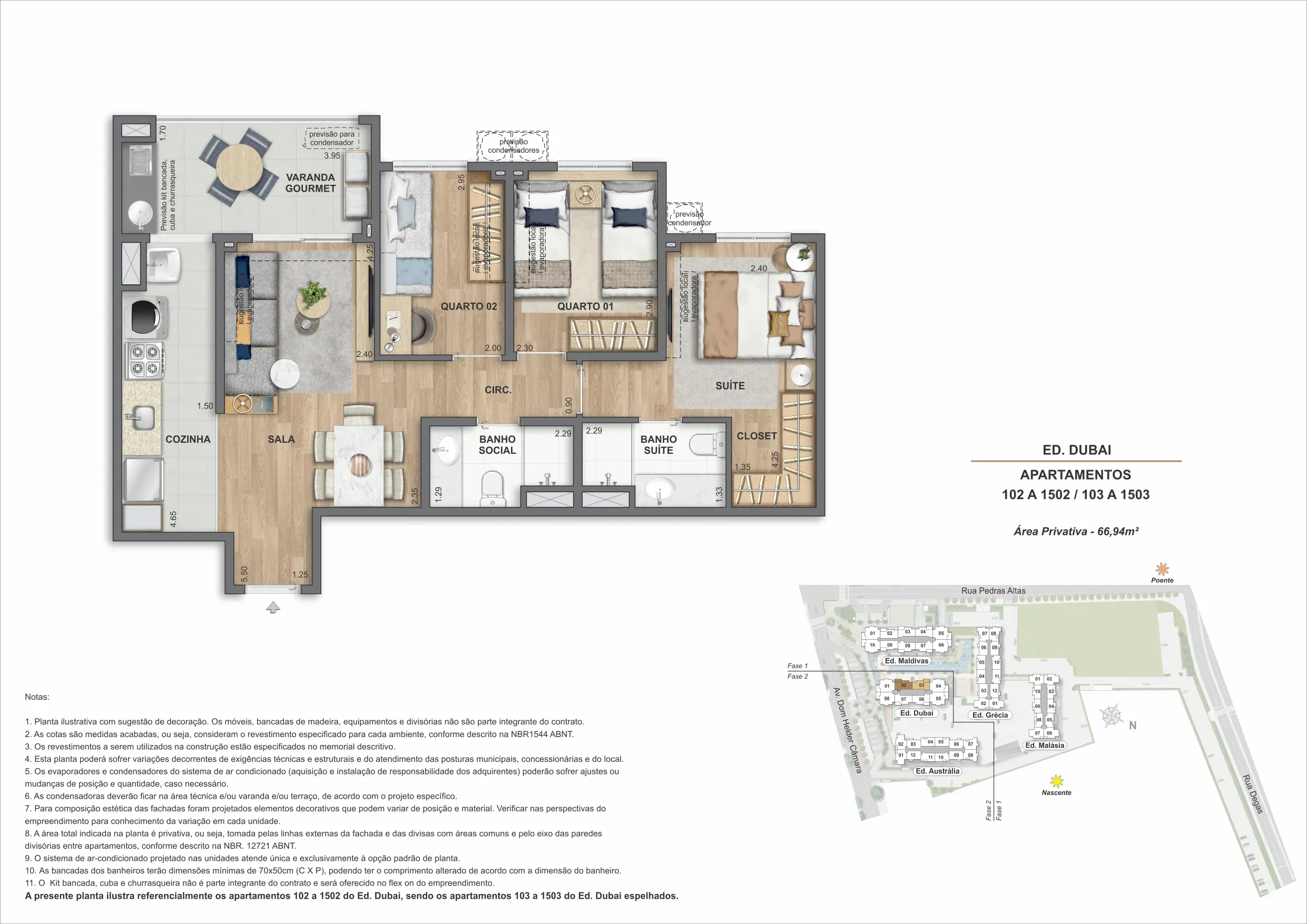 Planta do apartamento 02, modelo M, do Bloco 2 — Only by Living, Cachambi, Rio de Janeiro