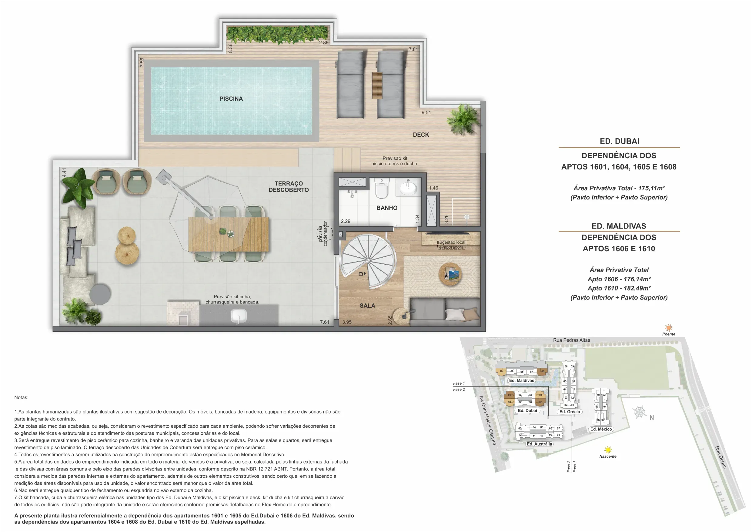 Planta da cobertura 01B, modelo L, do Bloco 2 — Only by Living, Cachambi, Rio de Janeiro