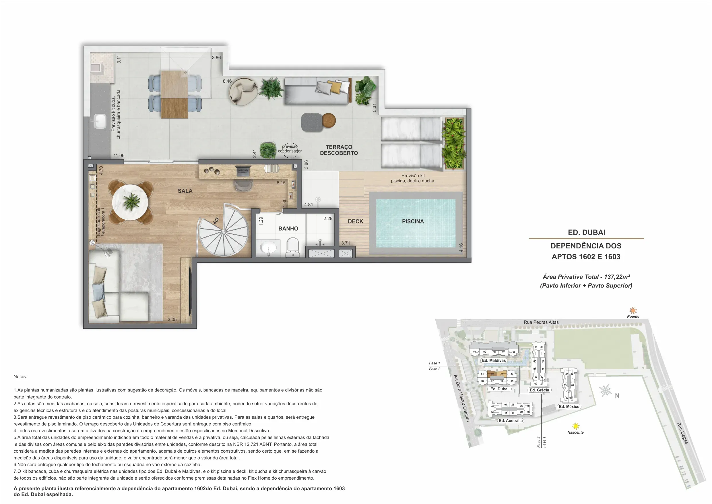 Planta da cobertura 02B, modelo M, do Bloco 2 — Only by Living, Cachambi, Rio de Janeiro