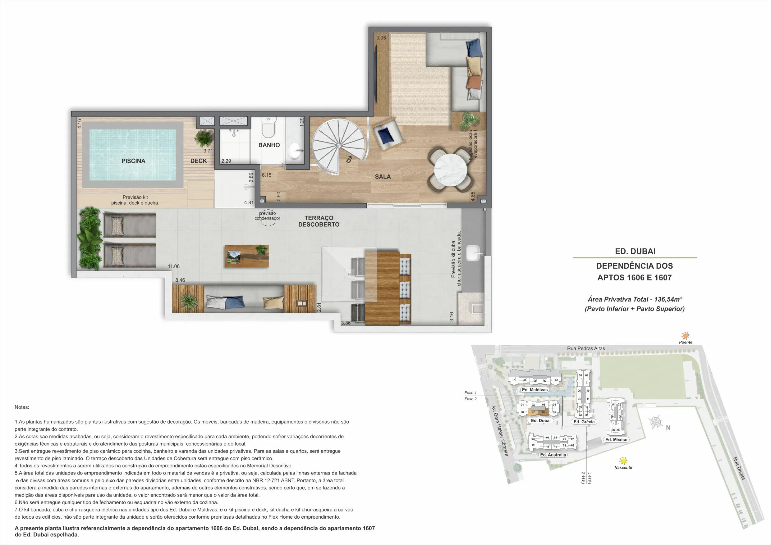 Planta da cobertura 06B, modelo N, do Bloco 2 — Only by Living, Cachambi, Rio de Janeiro