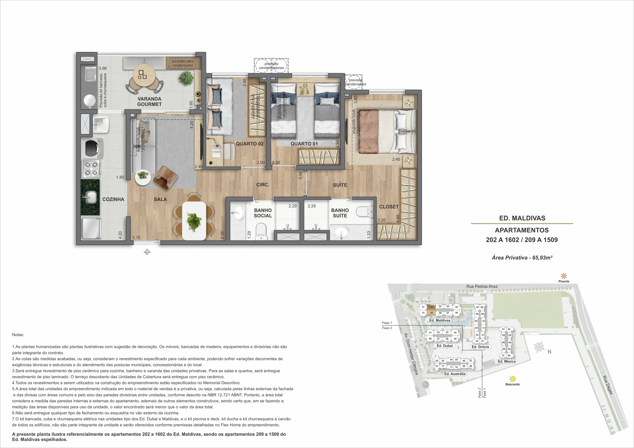 Planta do apartamento 02, modelo O, do Bloco 3 — Only by Living, Cachambi, Rio de Janeiro