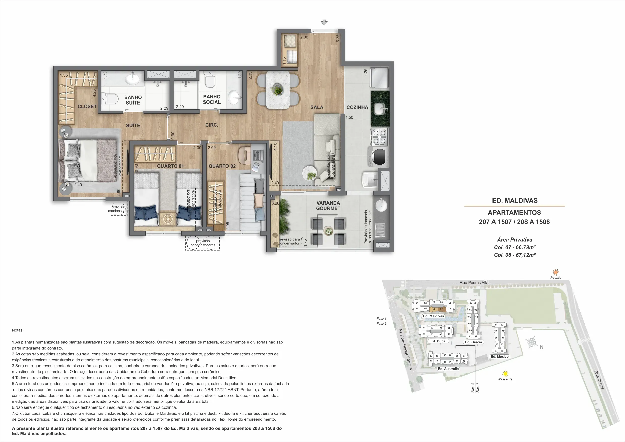 Planta do apartamento 07, modelo Q, do Bloco 3 — Only by Living, Cachambi, Rio de Janeiro