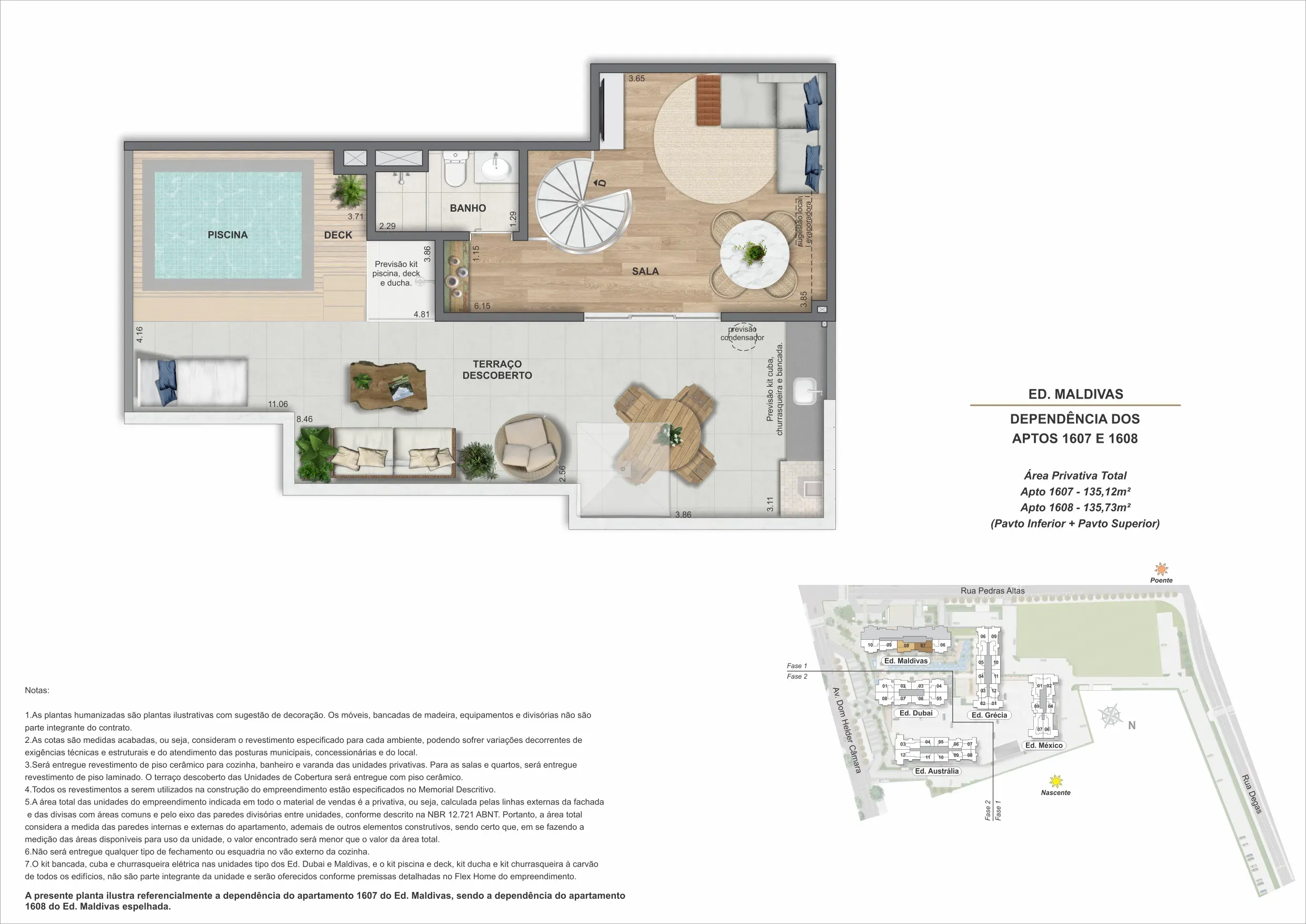 Planta da cobertura 07B, modelo Q, do Bloco 3 — Only by Living, Cachambi, Rio de Janeiro