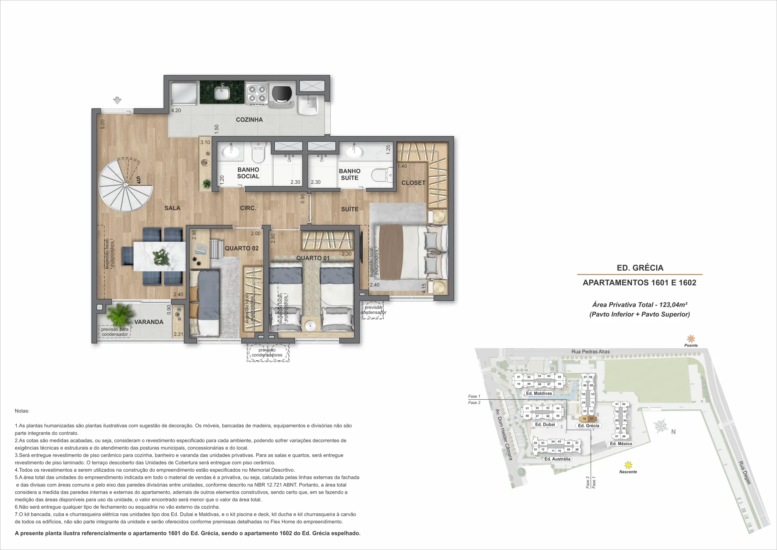 Planta da cobertura 01A, modelo F, do Bloco 4 — Only by Living, Cachambi, Rio de Janeiro