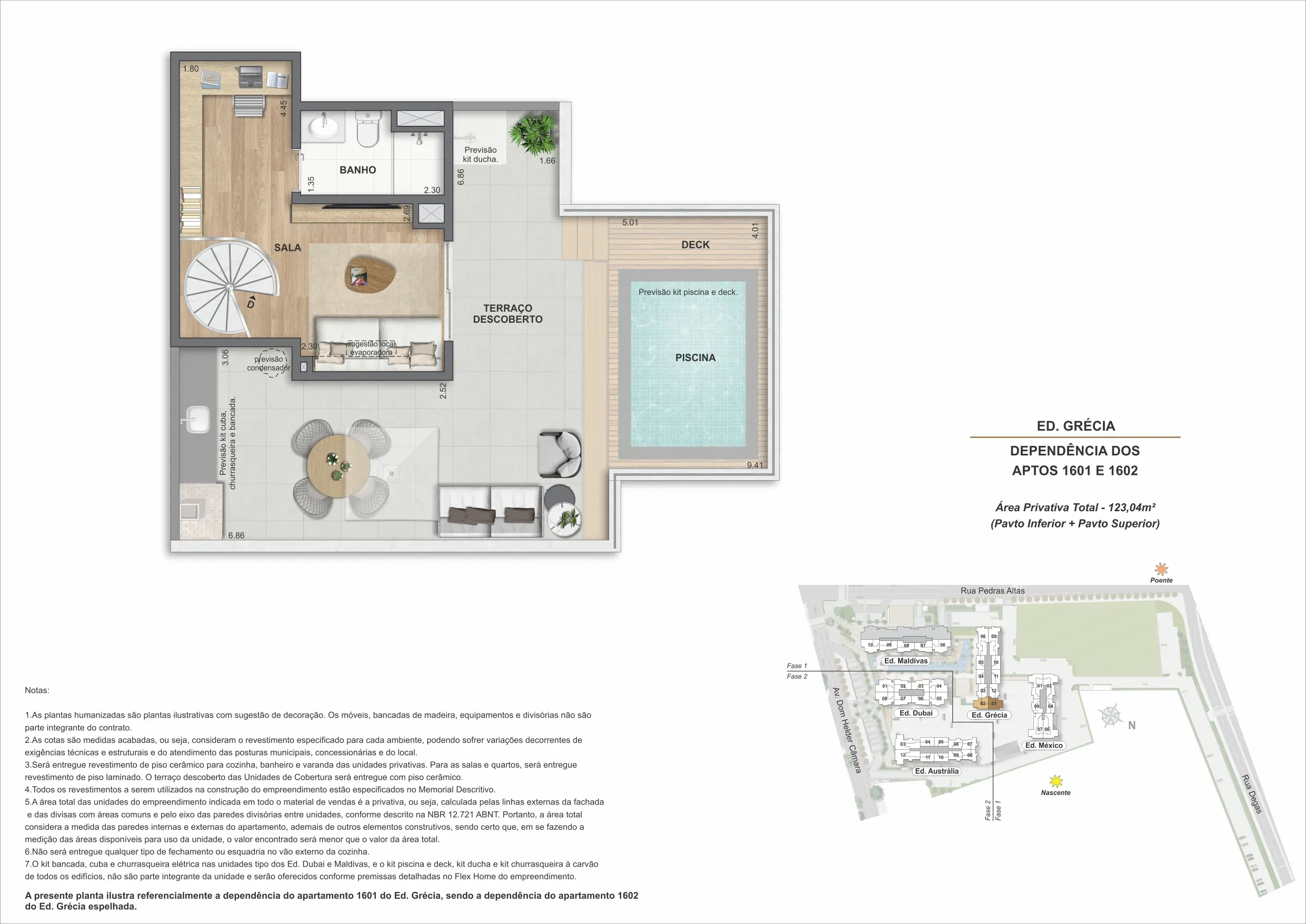 Planta da cobertura 01B, modelo F, do Bloco 4 — Only by Living, Cachambi, Rio de Janeiro