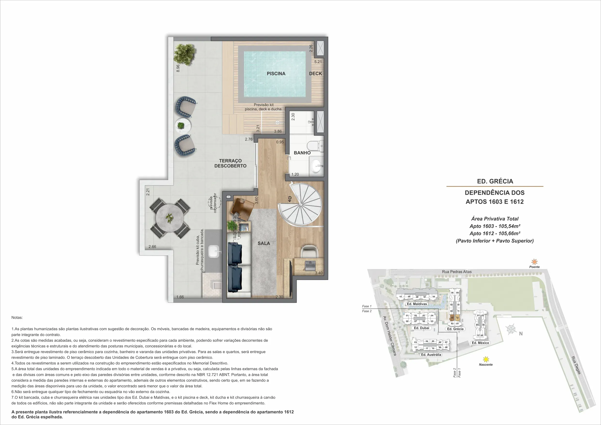 Planta da cobertura 03B, modelo G, do Bloco 4 — Only by Living, Cachambi, Rio de Janeiro