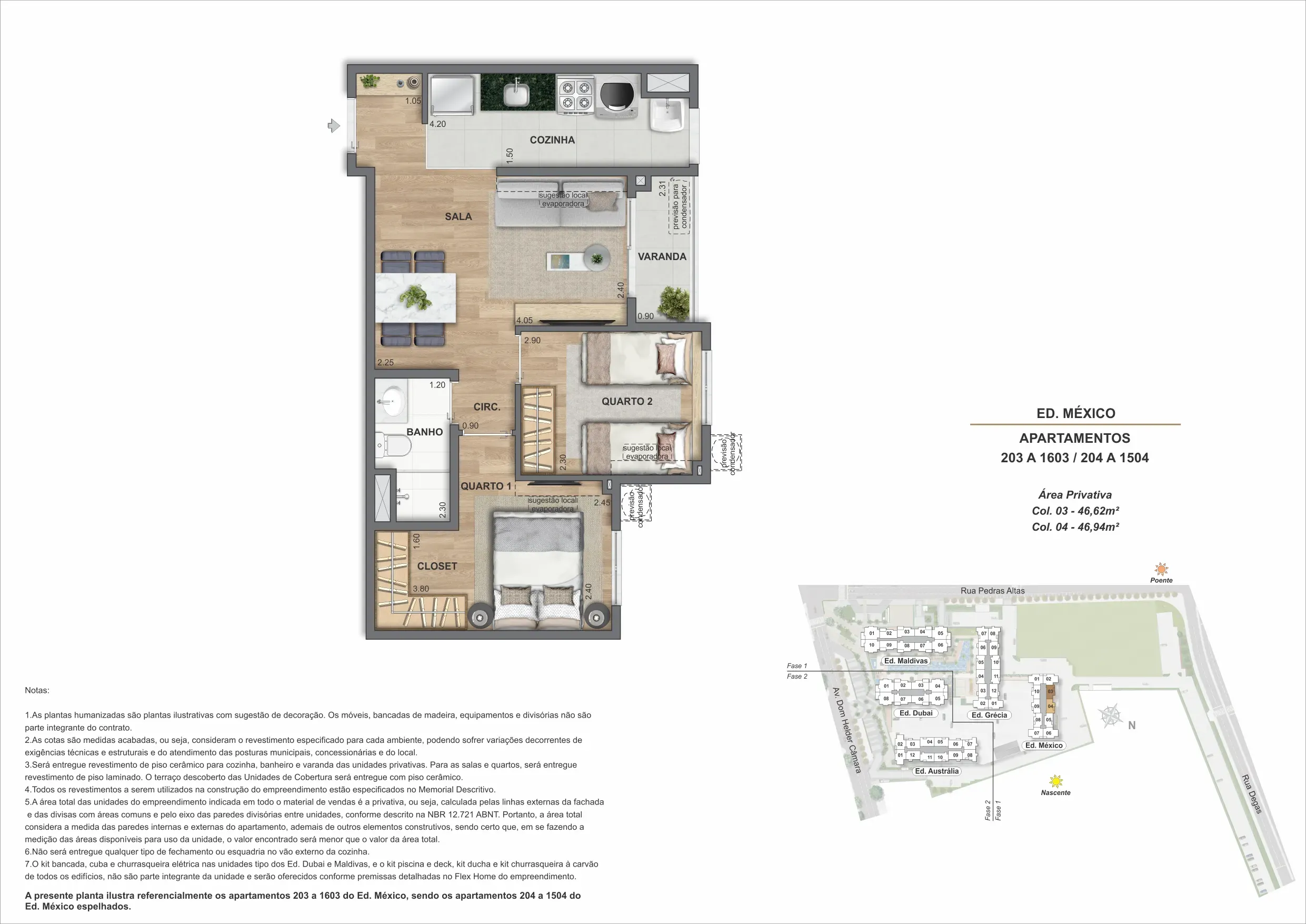 Planta do apartamento 03, modelo B, do Bloco 5 — Only by Living, Cachambi, Rio de Janeiro