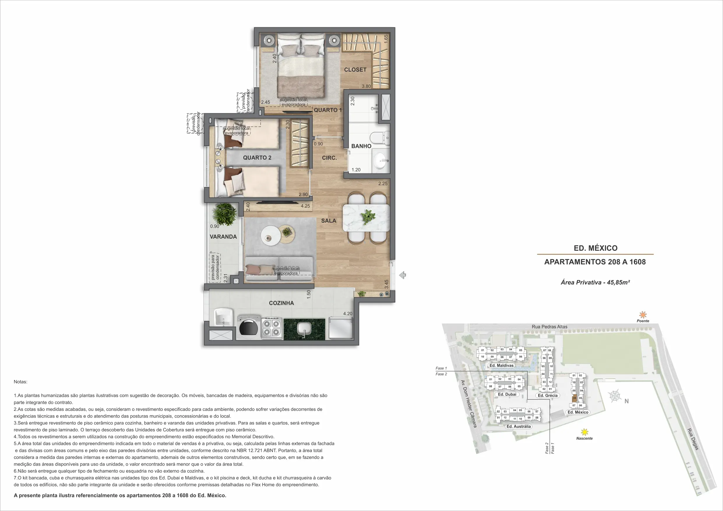 Planta do apartamento 08, modelo E, do Bloco 5 — Only by Living, Cachambi, Rio de Janeiro