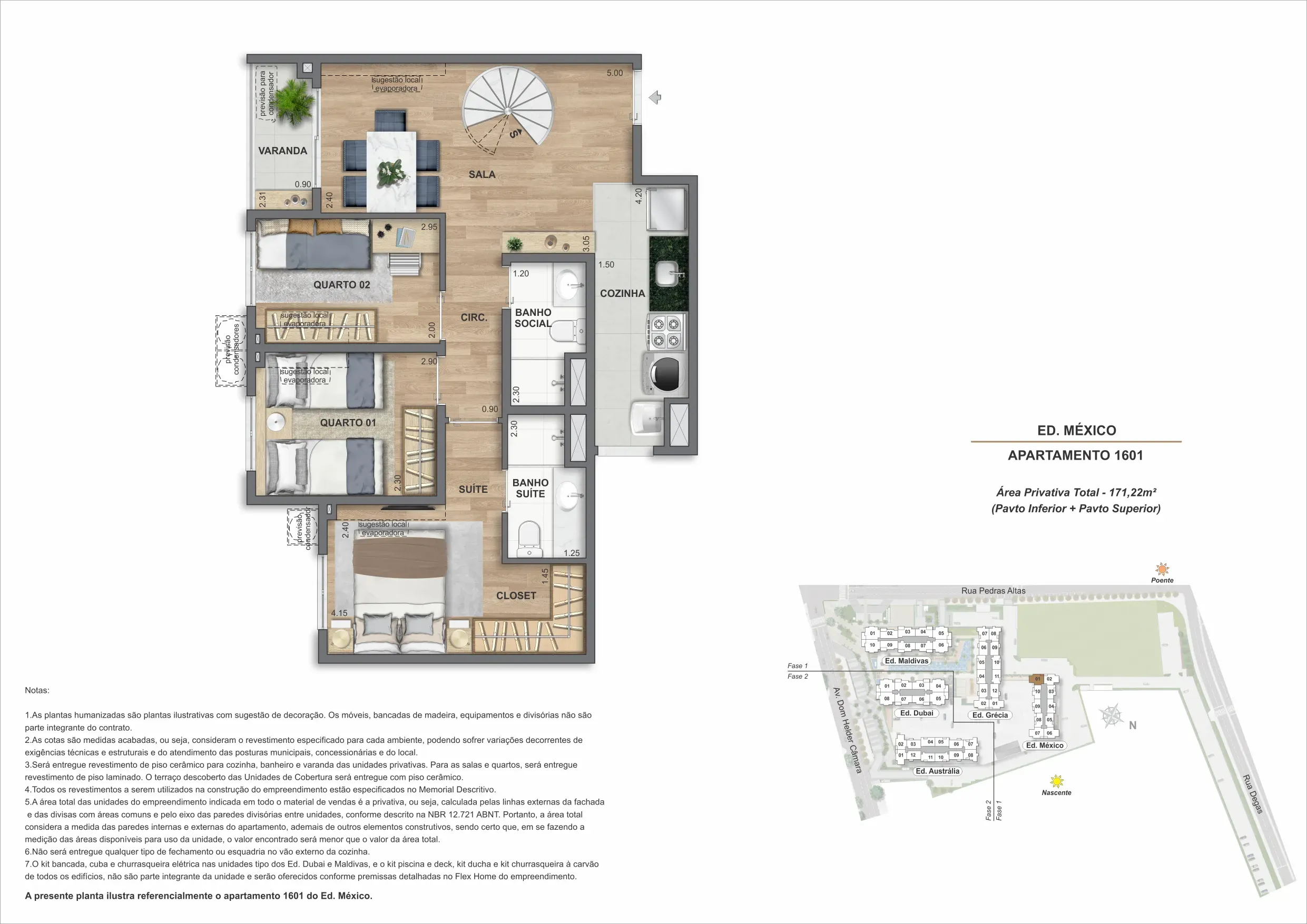 Planta da cobertura 01A, modelo A, do Bloco 5 — Only by Living, Cachambi, Rio de Janeiro