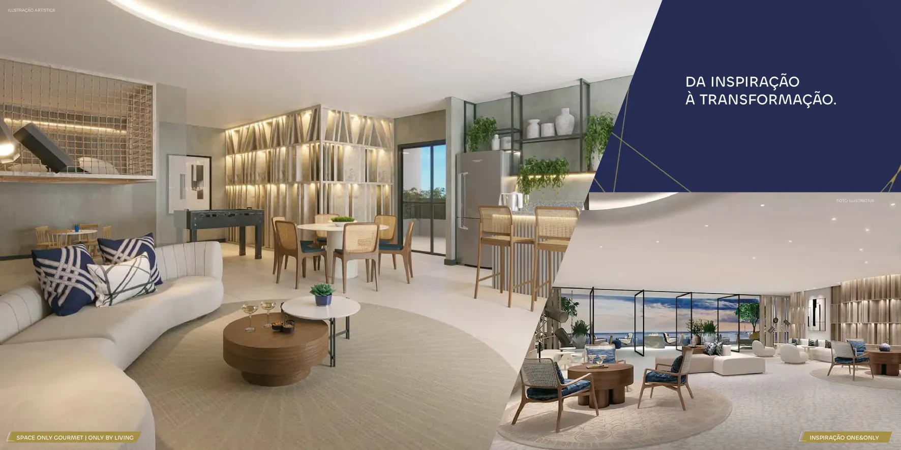 Space Only Gourmet do Only by Living, com mesa de jogos e cozinha integrada