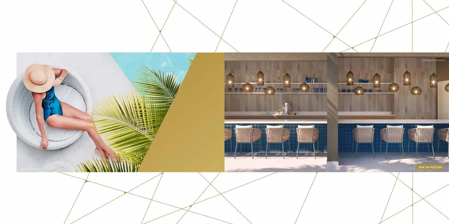 Bar da piscina do Only by Living, com bancada e banquetas