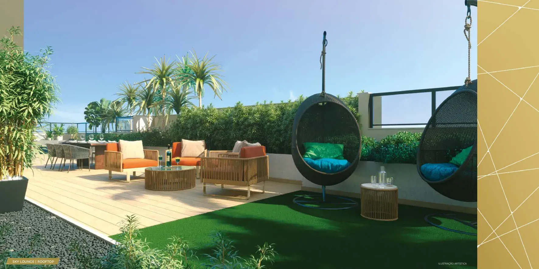 Sky Lounge no rooftop do Only by Living, com jardim