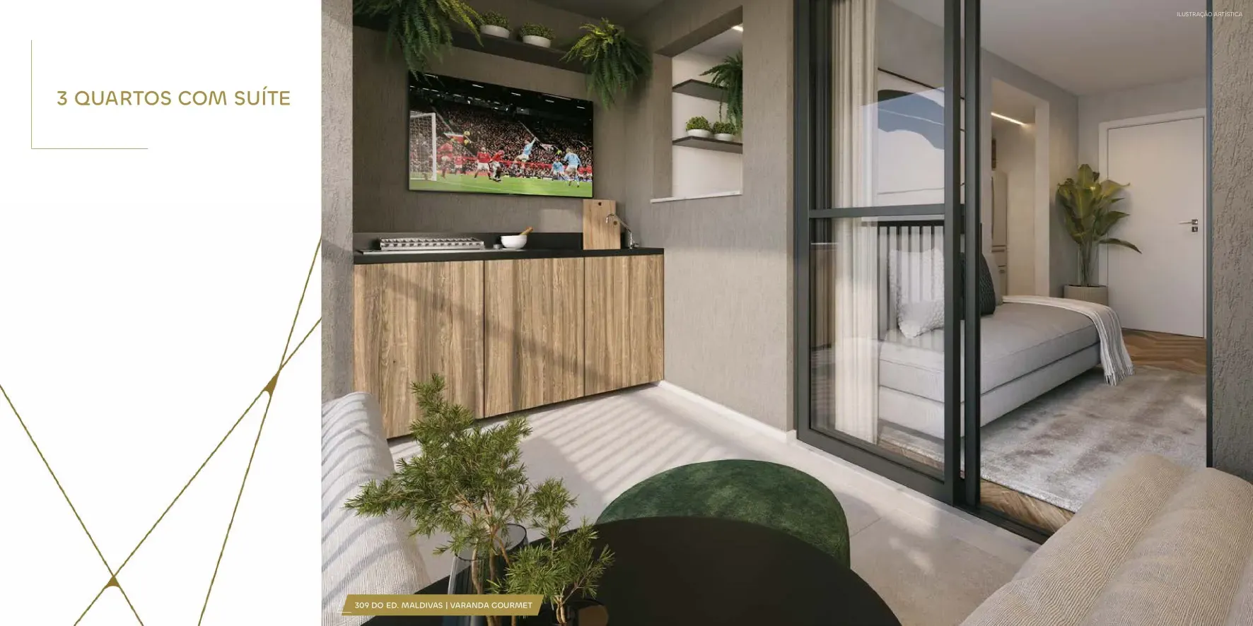 Decorado de 3 Quartos do Only by Living — tour virtual direto do stand de vendas, no Cachambi